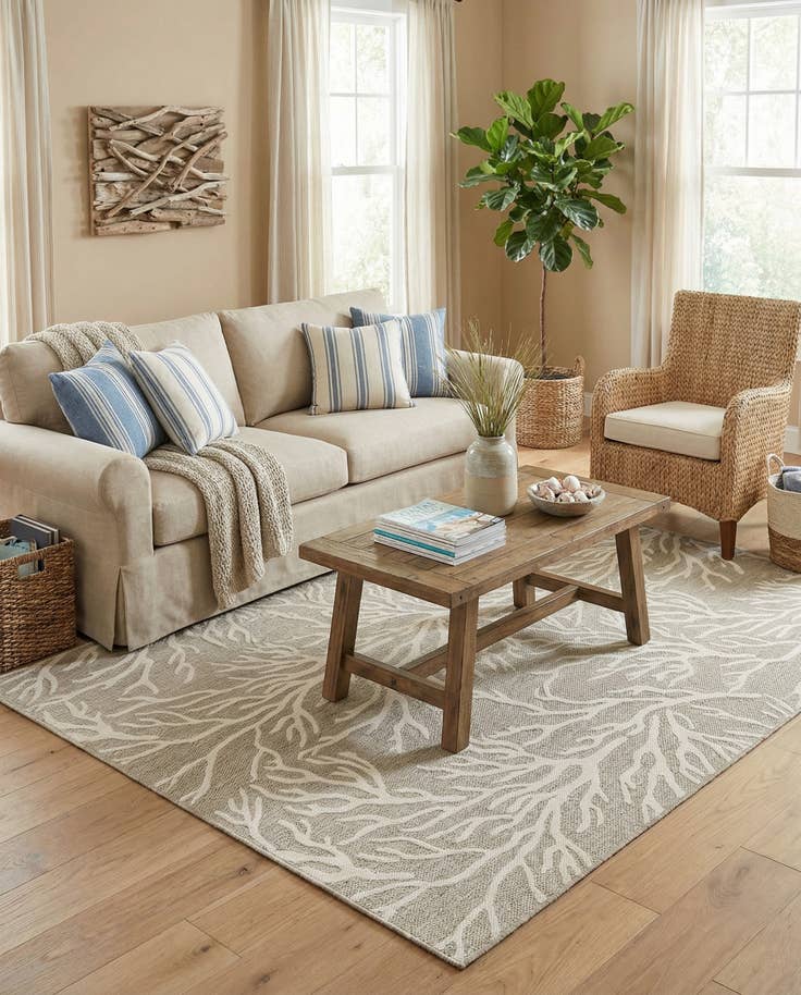 Detail image of 7' 10 x 10' Easy-Clean Coastal Indoor / Outdoor Rug