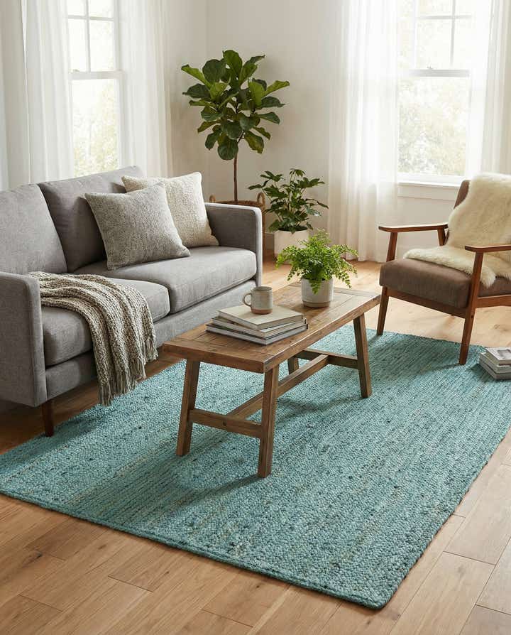 4' 1 x 6' 1 Handmade Braided Jute Rug