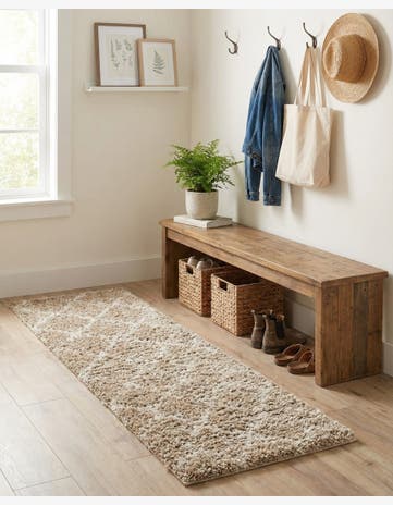 Light Brown Trellis Shag Runner Rug