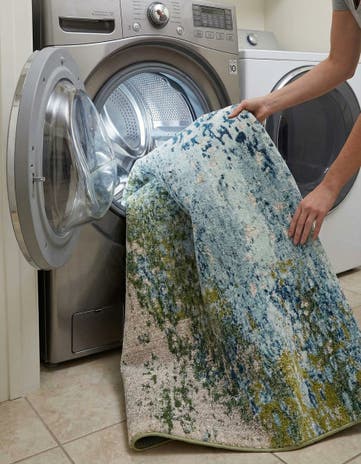 Blue Washable Hyacinth Square Rug