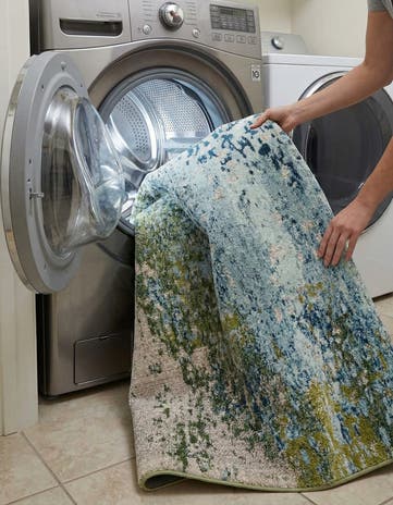 Blue Washable Hyacinth Square Rug