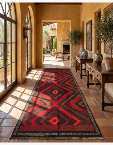 4' 9 x 11' 1 Hand Woven Kilim Fars Wool Runner Rug