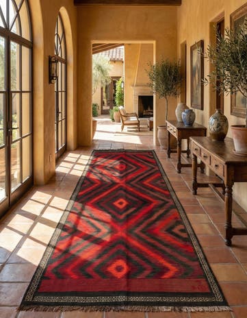 4' 9 x 11' 1 Hand Woven Kilim Fars Wool Runner Rug