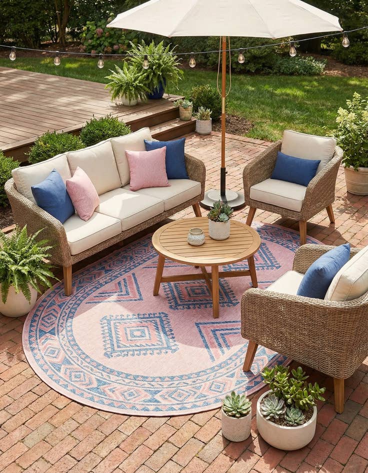 Detail image of  7' 10 x 10'  Washable Jill Zarin Costa Rica Indoor / Outdoor Oval Rug