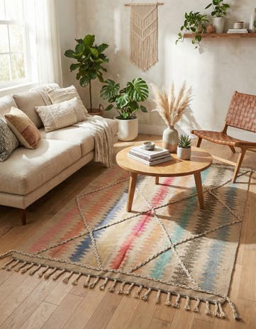 4' 8 x 6' 6 Hand Knotted Moroccan Wool Rug