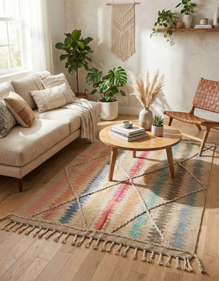 Detail image of 4' 8 x 6' 6  Hand Knotted Moroccan Wool Rug