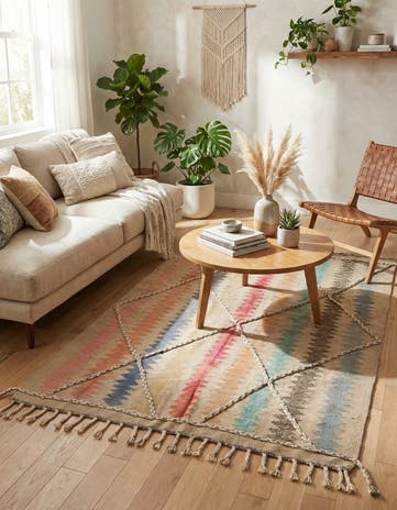 4' 8 x 6' 6 Hand Knotted Moroccan Wool Rug