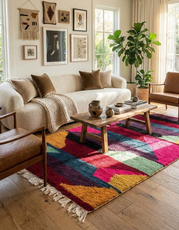 4' 9 x 8' Hand Knotted Moroccan Wool Rug