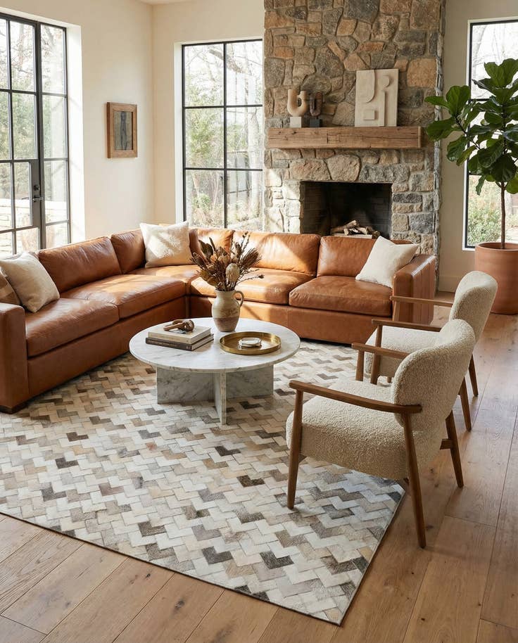 Detail image of 6' x 9' Cowhide Stocks Rug