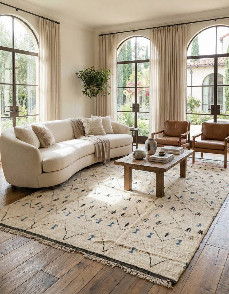 Detail image of  9' x 13'  Hand Knotted Moroccan Wool Rug