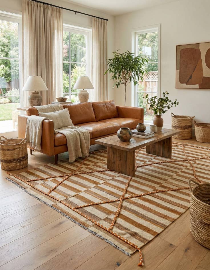 Detail image of 5' 5 x 7' 9  Hand Woven Kilim Modern Wool Rug