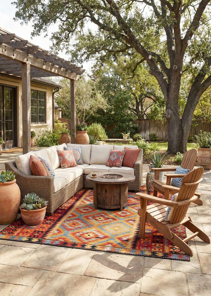 10' x 12' Easy-Clean Tribal Indoor / Outdoor Rug