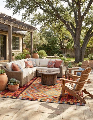 10' x 12' Easy-Clean Tribal Indoor / Outdoor Rug