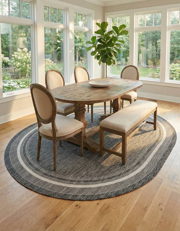 Detail image of 7' 10 x 10'  Washable Border Indoor / Outdoor Oval Rug