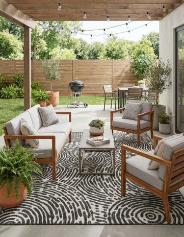 6' x 9' Easy-Clean Modern Indoor / Outdoor Rug