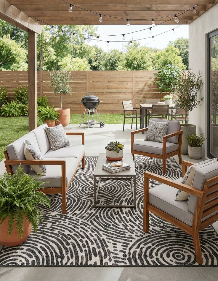 Detail image of 6' x 9' Easy-Clean Modern Indoor / Outdoor Rug