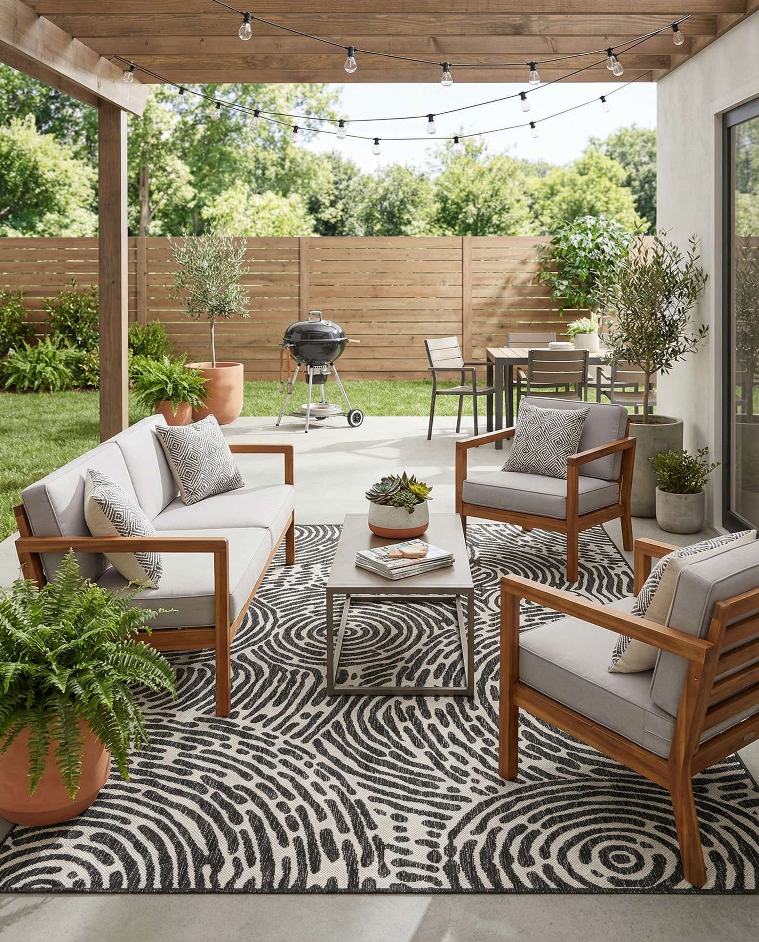 6' x 9' Easy-Clean Modern Indoor / Outdoor Rug