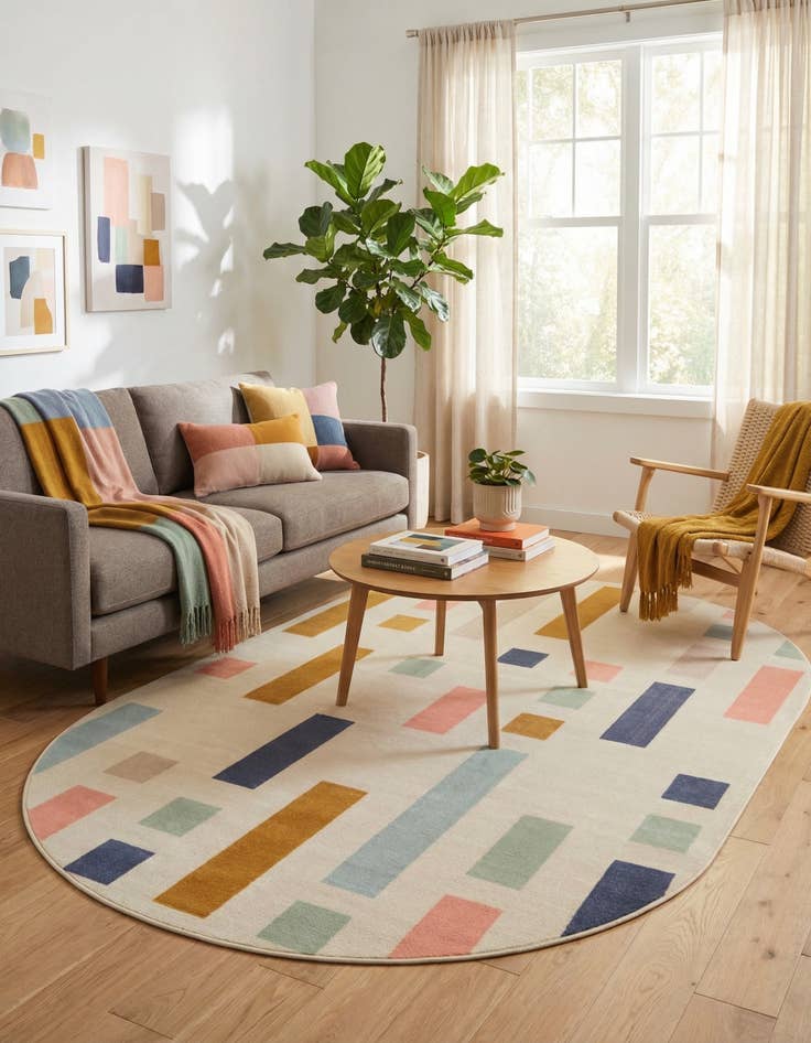 Detail image of 5' x 8' Lotus Oval Rug