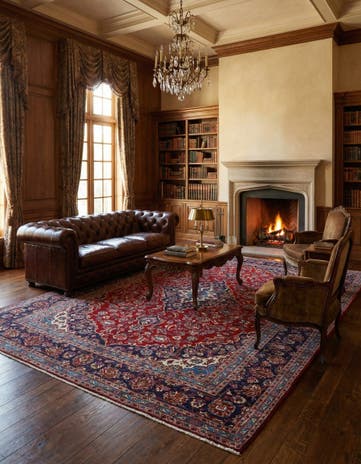 9' 6 x 12' 10 Hand Knotted Mashad Persian Wool Rug