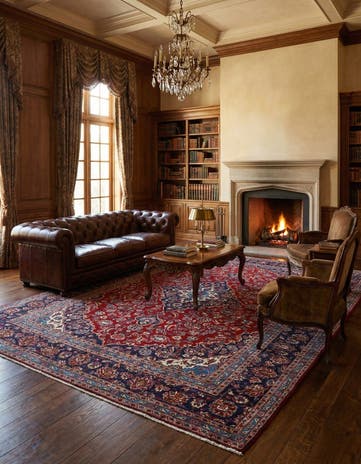 9' 6 x 12' 10 Hand Knotted Mashad Persian Wool Rug