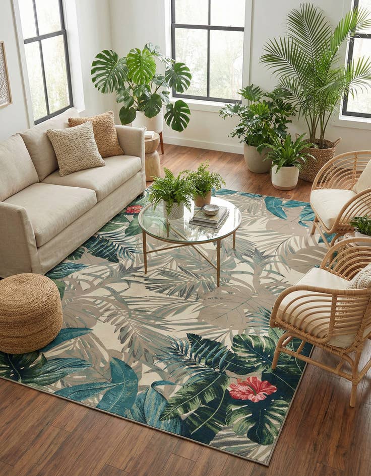 Detail image of 10' x 14' 2 Easy-Clean Botanical Indoor / Outdoor Rug