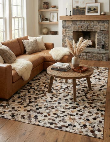 5' 1 x 8' Cowhide Leather Rug