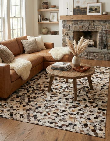 5' 1 x 8' Cowhide Leather Rug