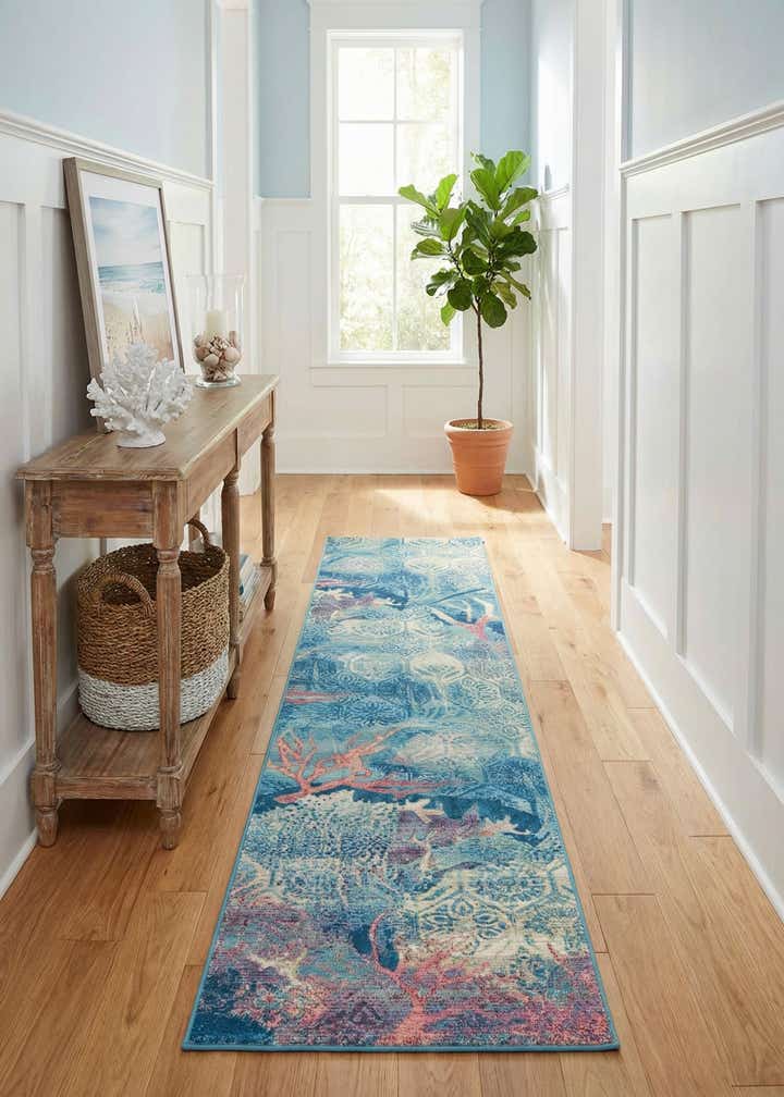 2' 7 x 12' Easy-Clean Coastal Indoor / Outdoor Runner Rug