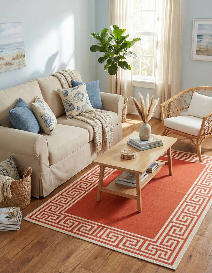 Detail image of 4' x 6'  Washable Coastal Indoor / Outdoor Rug