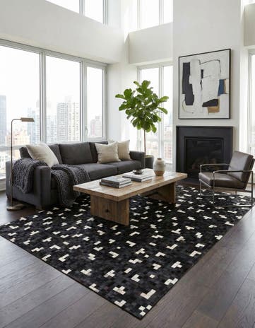 7' 11 x 9' 10 Cowhide Stocks Rug