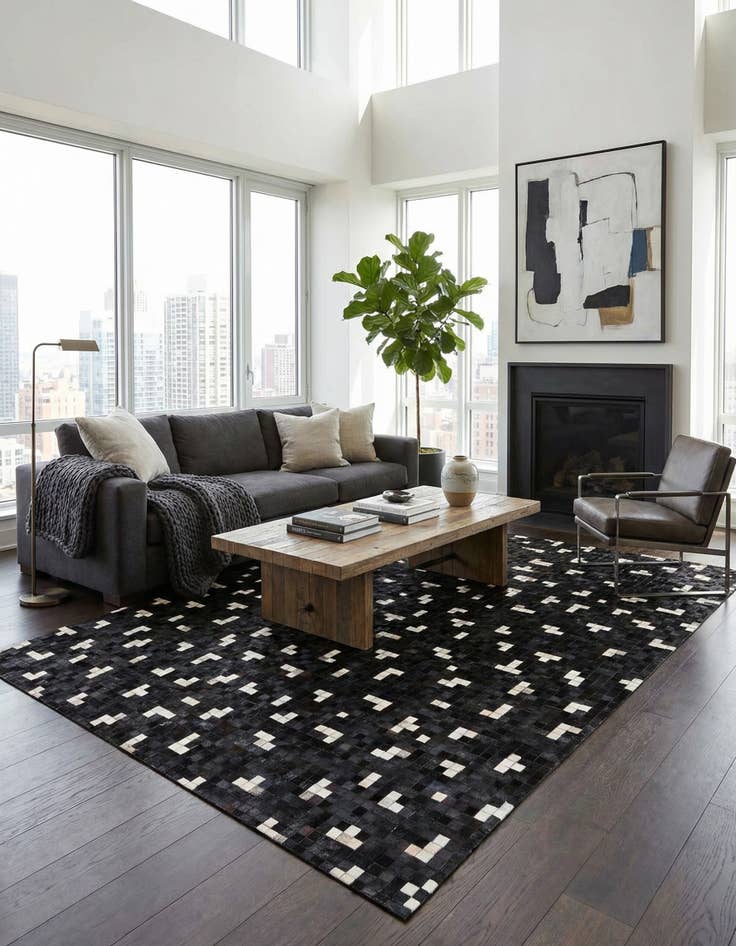 Detail image of 7' 11 x 9' 10 Cowhide Stocks Rug