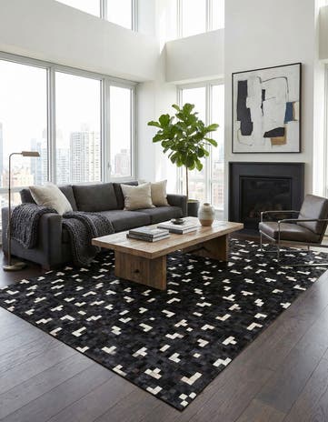 7' 11 x 9' 10 Cowhide Stocks Rug