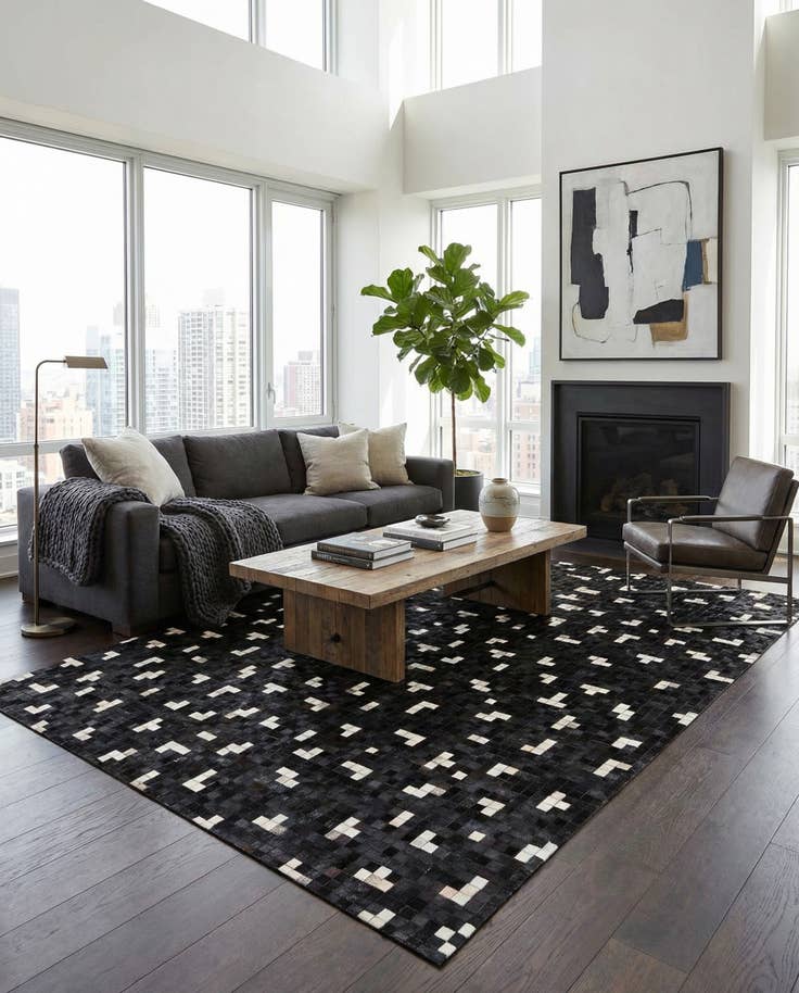 Detail image of 7' 11 x 9' 10 Cowhide Stocks Rug