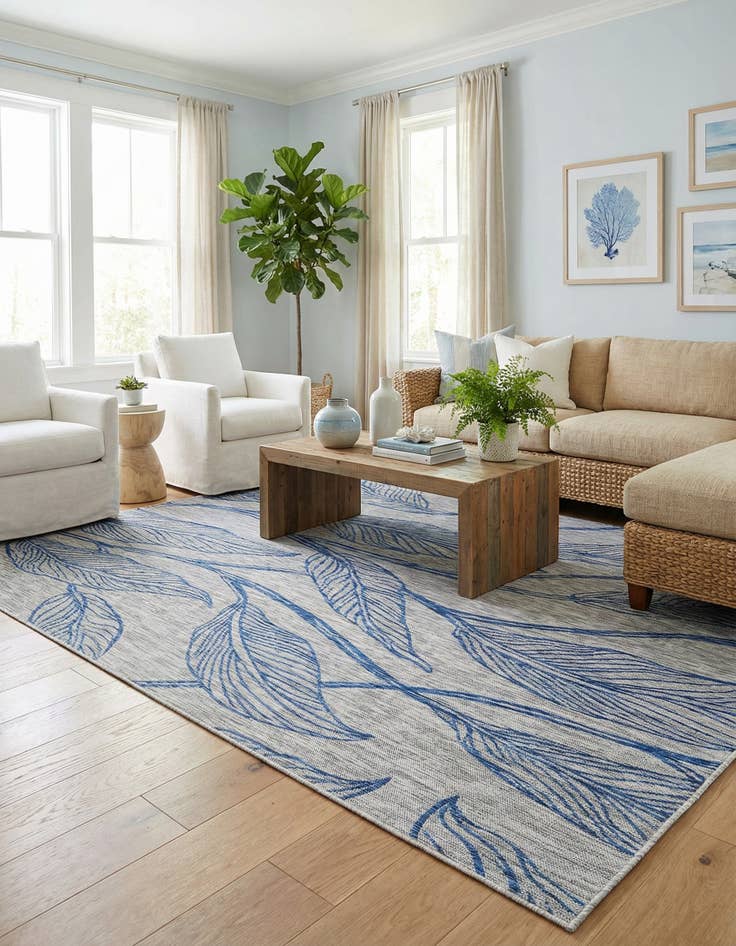 Detail image of 9' x 12'  Washable Botanical Indoor / Outdoor Rug