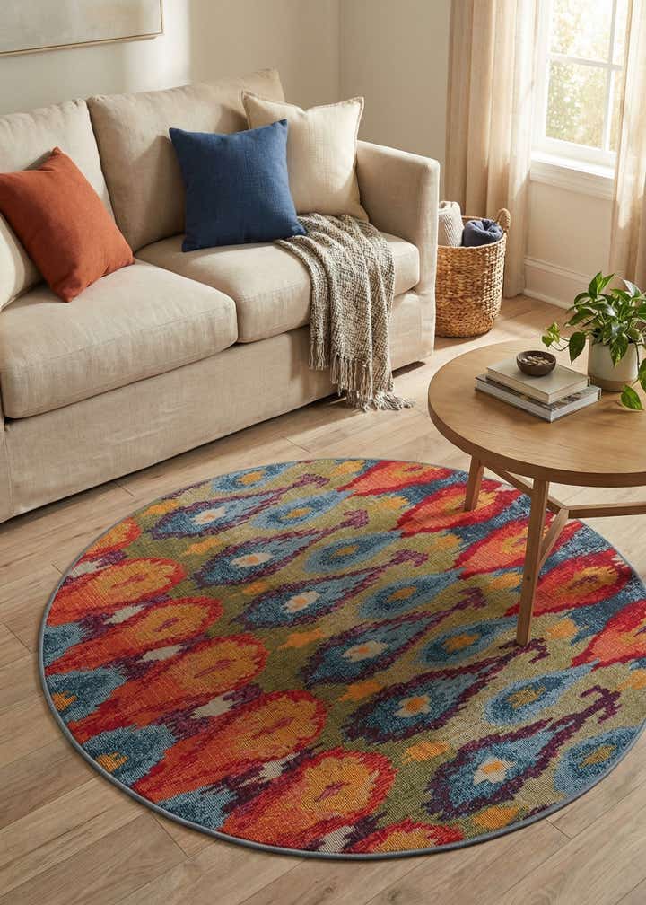 4' x 4' Easy-Clean Modern Indoor / Outdoor Round Rug