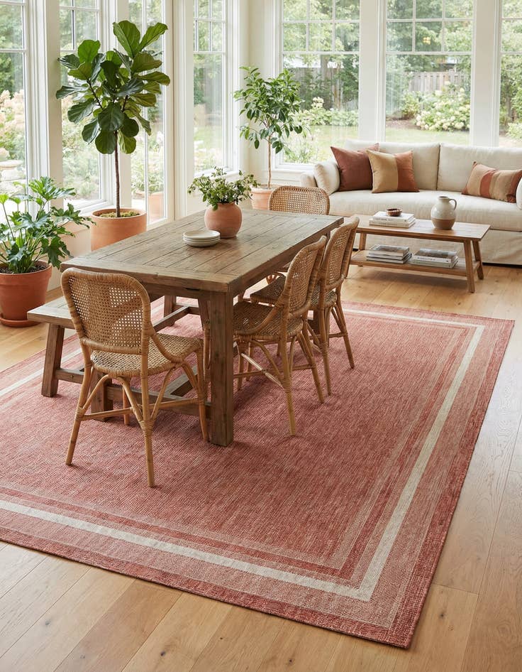 Detail image of 10' x 13' 1 Easy-Clean Border Indoor / Outdoor Rug