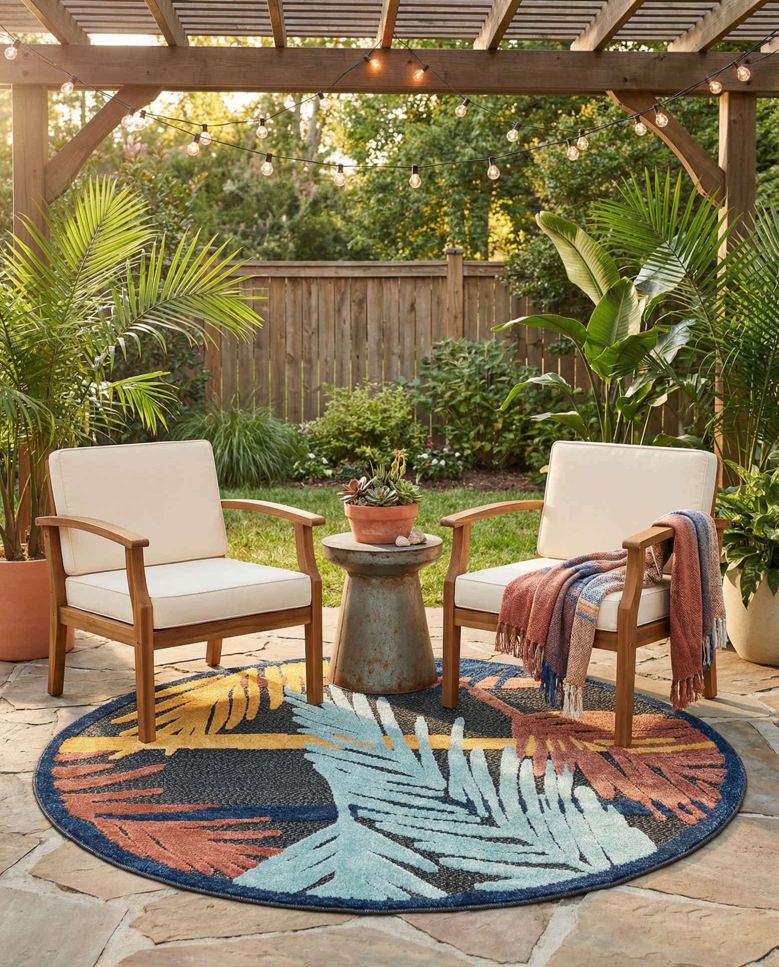 5' 3 x 5' 3 Easy-Clean Belize Indoor / Outdoor Round Rug