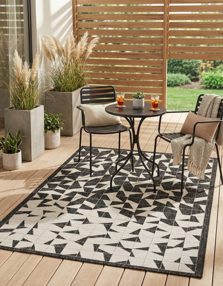 Detail image of 4' x 6'  Washable Modern Indoor / Outdoor Rug