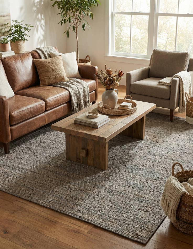 Detail image of 8' x 8'  Hand Braided Jute Square Rug