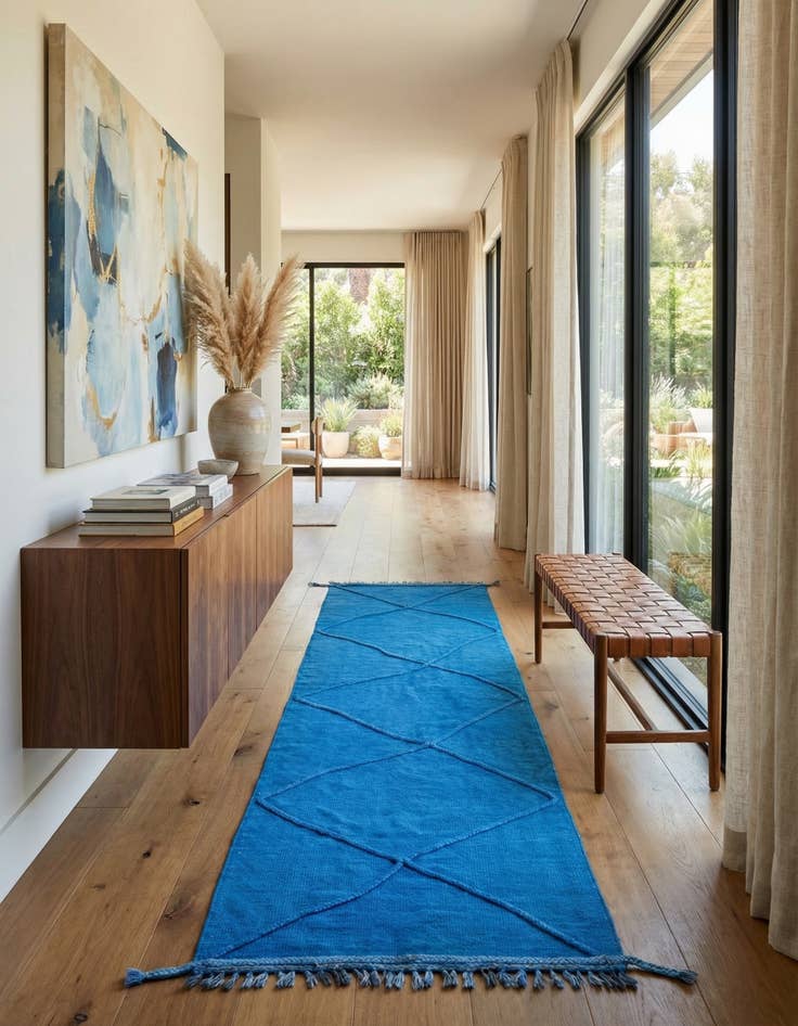 Detail image of 4' 2 x 9' 10  Hand Woven Kilim Modern Wool Runner Rug