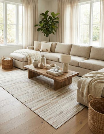 5' 1 x 8' 1 Cowhide Leather Rug