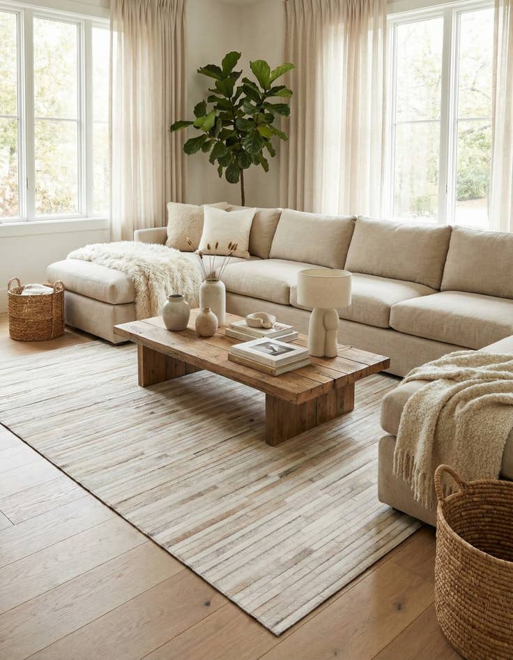 Detail image of 5' 1 x 8' 1 Cowhide Leather Rug