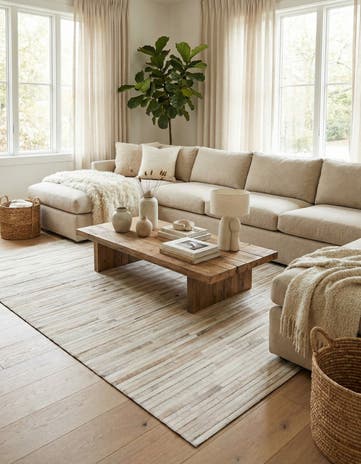 5' 1 x 8' 1 Cowhide Leather Rug