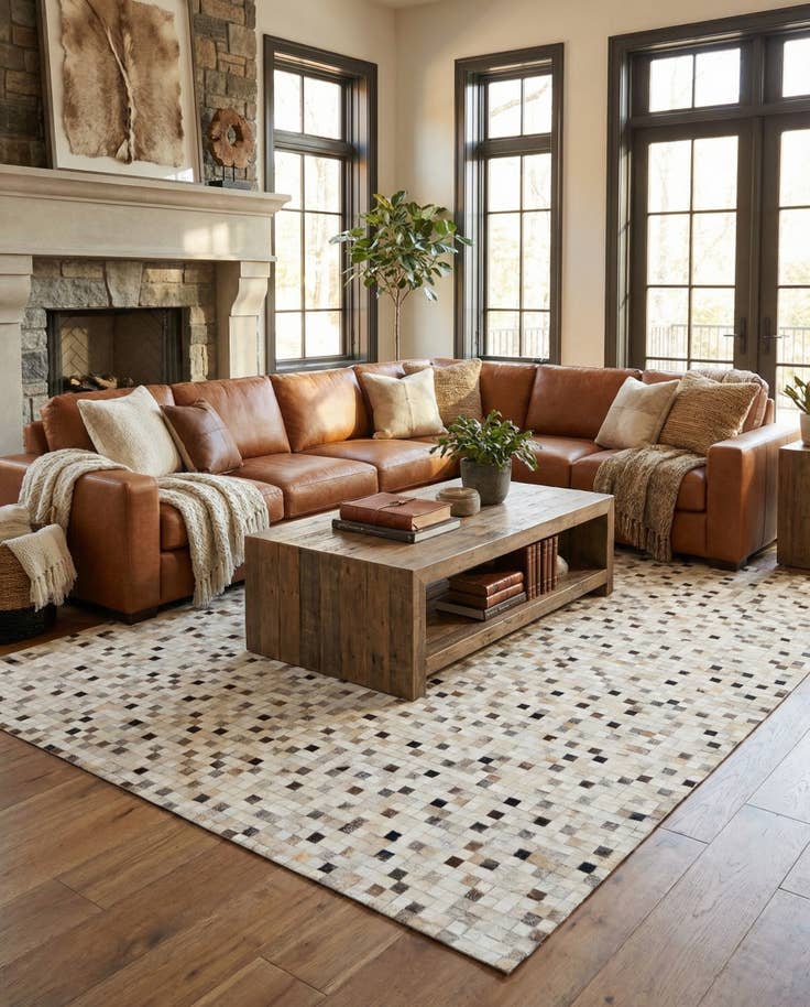 Detail image of 8' x 9' 11 Cowhide Stocks Rug