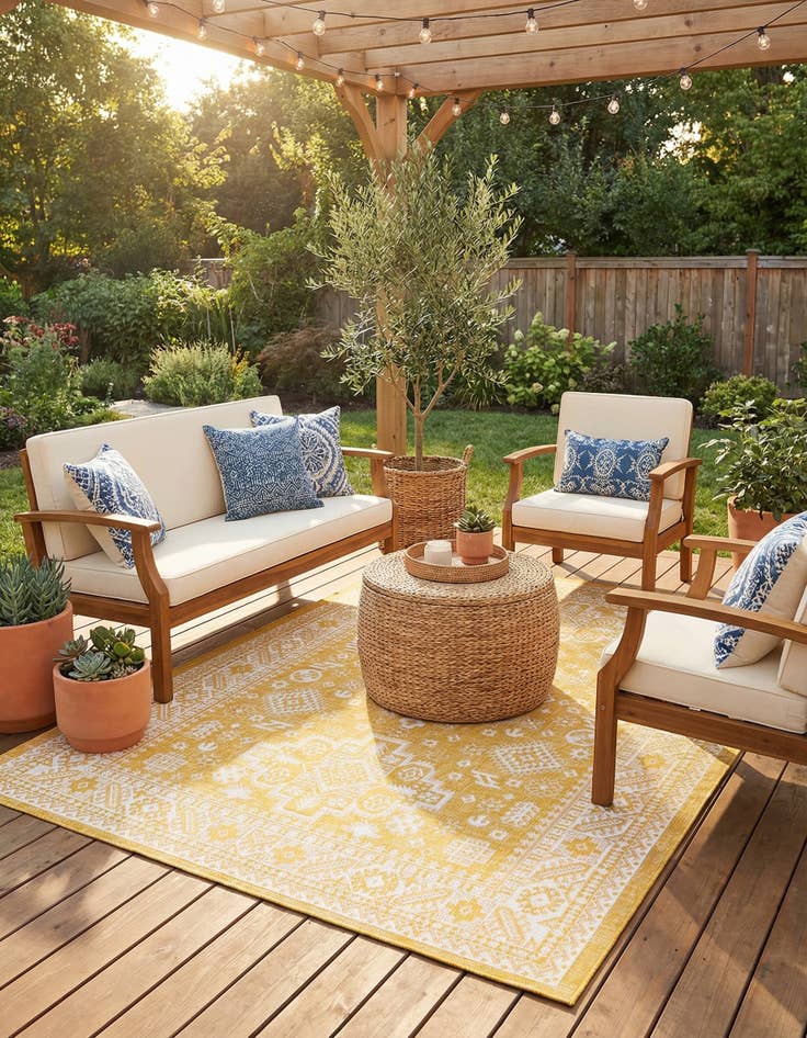 Detail image of 7' x 10'  Washable Aztec Indoor / Outdoor Rug