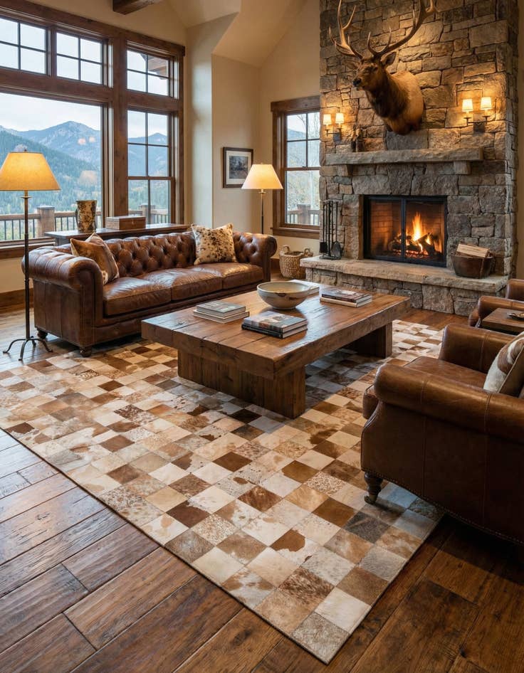 Detail image of  8' 1 x 9' 11 Cowhide - Patchwork Rug