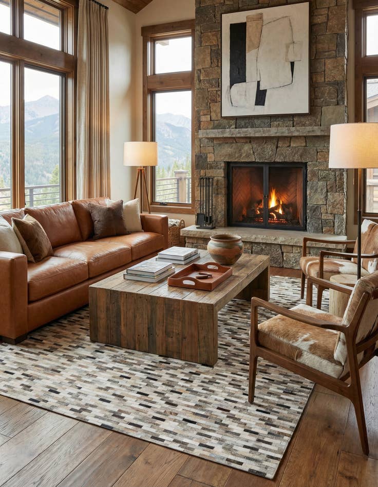 Detail image of 6' x 9' Cowhide Stocks Rug