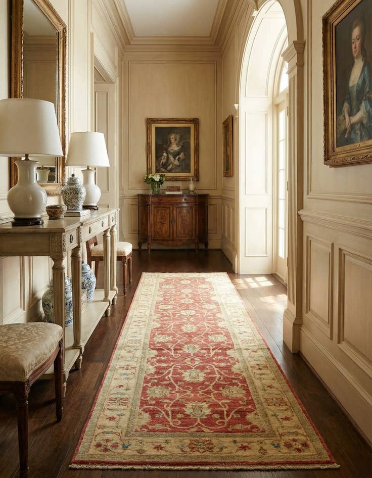 Detail image of 2' 9 x 9' 9  Hand Knotted Peshawar Ziegler Runner Rug