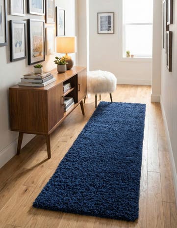 2' 7 x 10' Solid Shag Runner Rug