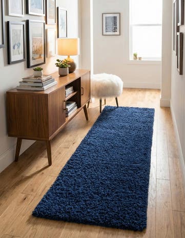 2' 7 x 10' Solid Shag Runner Rug